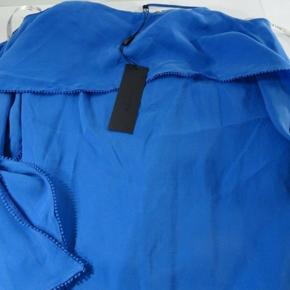 Halston Heritage Cold Shoulder Flutter Sleeve Top XS NWT 325.00 Blue - Picture 6 of 6